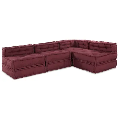 vidaXL Modularni Poufi 4 kosi Bordo Tkanina