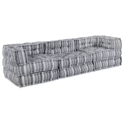 vidaXL 3-sedežni modularni pouf kavč pretvornik v svetlo sivi barvi