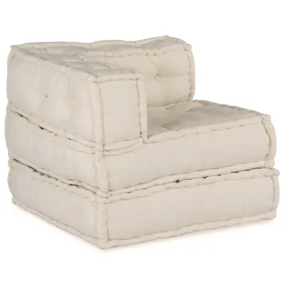 vidaXL Modularni poufi, 3 kosi, krem tkanina