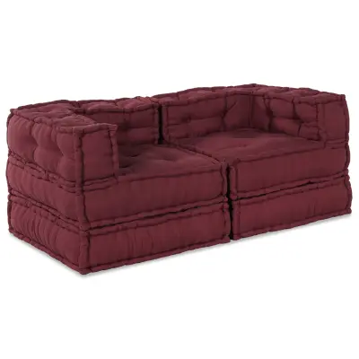 vidaXL Modularna Poufa 2 kosa Bordo Tkanina