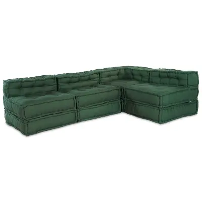 vidaXL Modularni Pouf 4 kosi Zelena Tkanina