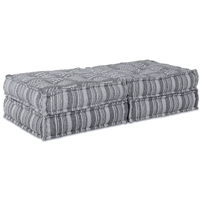 vidaXL 2-sedežni modularni pouf kavč, svetlo siva tkanina