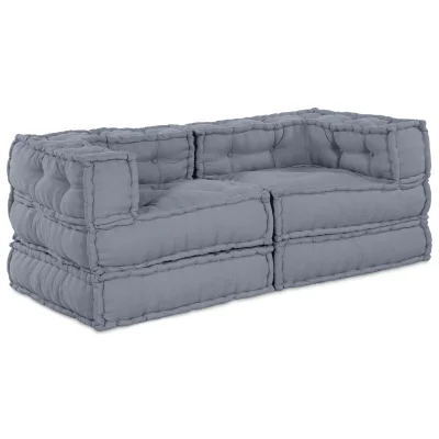 vidaXL Moduli pouf 2 kosa Siva tkanina