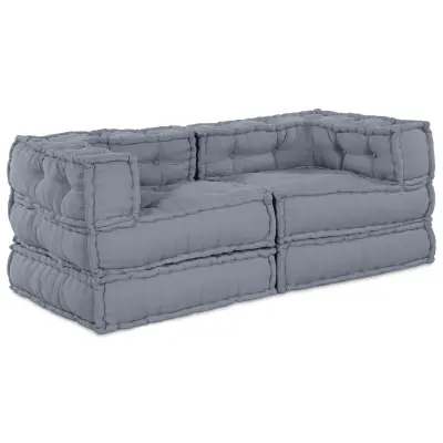 vidaXL Moduli pouf 2 kosa Siva tkanina