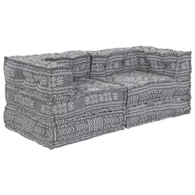 vidaXL 2-sedežni modularni pouf kavč v svetlo sivi tkanini