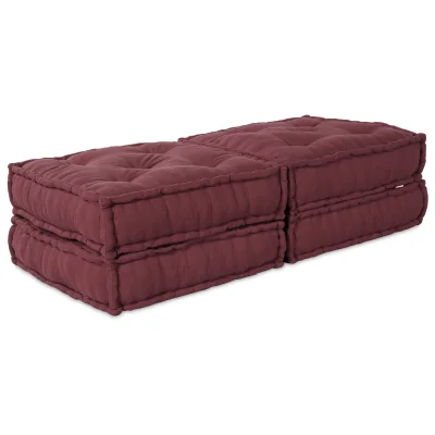 vidaXL Modularni pouf 2 kosa v bordo barvi iz tkanine