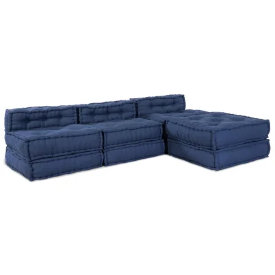 vidaXL Modularni poufi, 4 kosa, Indigo tkanina