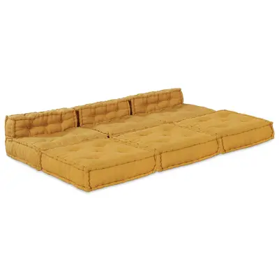 vidaXL Modularni poufi 4 kosa rumene tkanine