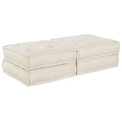 vidaXL 2-sedežni modularni pouf kavč, ki se ga lahko pretvori, kremna tkanina