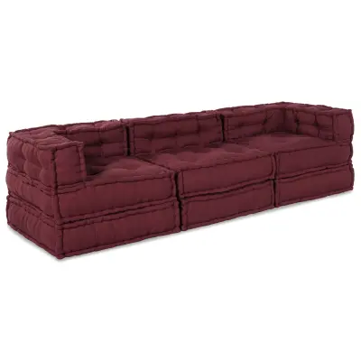 vidaXL Modularni Pouf 3 kosa Bordo Tkanina
