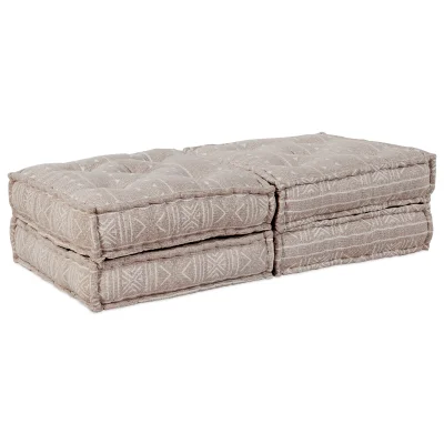 vidaXL 2-sedežni modularni pouf kavč, svetlo rjav, tekstilen, pretvornik