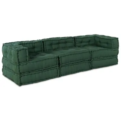 vidaXL Modularni Poufi 3 kosa Zelena Tkanina