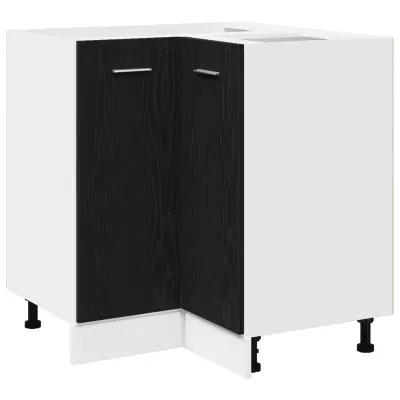 vidaXL Črna hrastova kotna spodnja omara - 75.5x75.5x81.5 cm