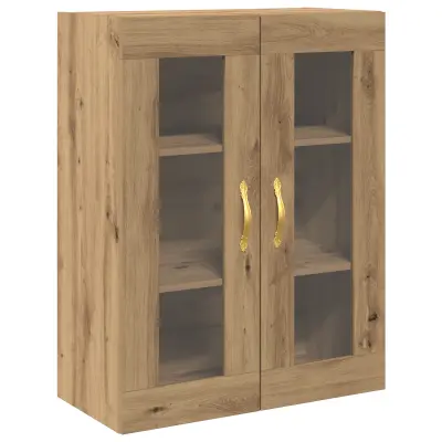 vidaXL Montirani omarica z steklenimi vrati Artisan hrast 69,5x34x90 cm