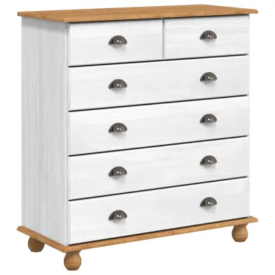 vidaXL Komoda "ASKIM" Bela 91x40x95,5 cm Trden borov les