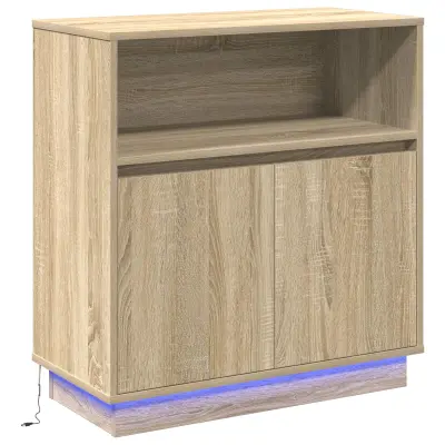 vidaXL Stranska omara z LED osvetlitvijo Sonoma hrast 71x34,5x75 cm Izdelano iz lesa