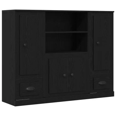 vidaXL Visoki omarica Črna hrast 132x35,5x103,5 cm Inženirski les