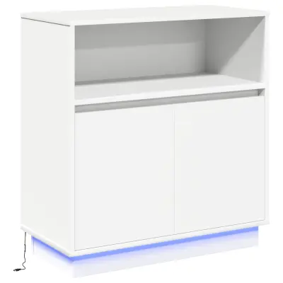 vidaXL Stranski predalnik z LED Belo 71x34,5x75 cm Izdelan iz vezanega lesa