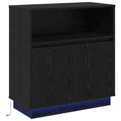 vidaXL Stranska omara z LED osvetlitvijo Črna Oreh 71x34,5x75 cm Inženirski les