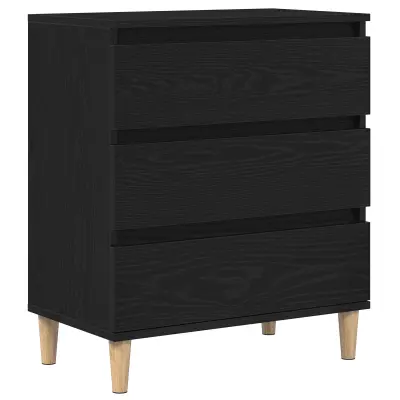 vidaXL Stranska omara Črna Oreh 60x35x70 cm Inženirski les