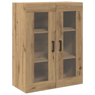 vidaXL Stenski kabinet z steklenimi vrati Ročno izdelan hrast 69.5x34x90 cm