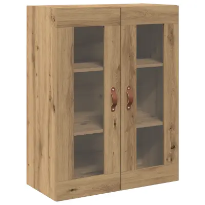 vidaXL Omara na steni s steklenimi vrati, artisan hrast, 69,5x34x90 cm