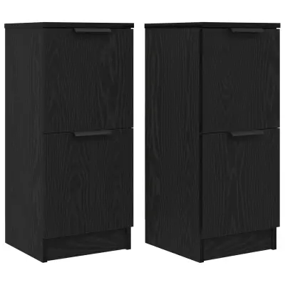 vidaXL Straniški omarici 2 kosa v črnem hrastu, 30x30x70 cm, narejeno iz inženirskega lesa