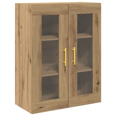 vidaXL Stenski omarica z steklenimi vrati Artisan Oak 69,5x34x90 cm