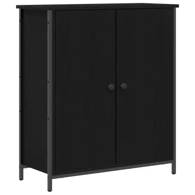 vidaXL sideboard Črn oak 70x30x80 cm Inženirski les in jeklo