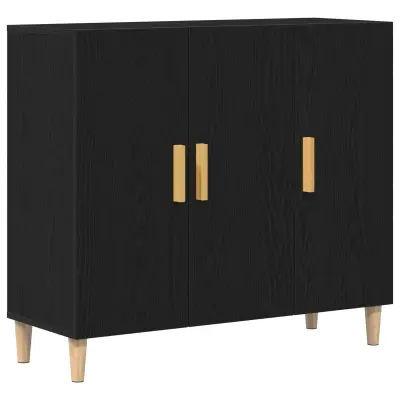 vidaXL Stranski regal Črna hrast 90x34x80 cm iz inženirskega lesa