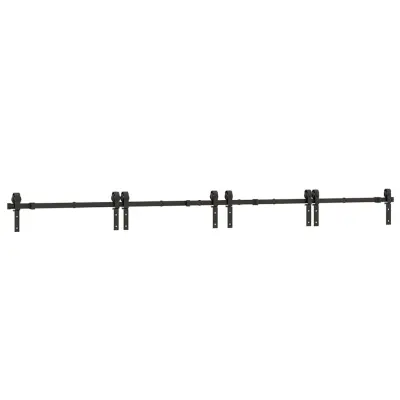 vidaXL Komplet opreme za drsna vrata 366 cm jeklo črne barve
