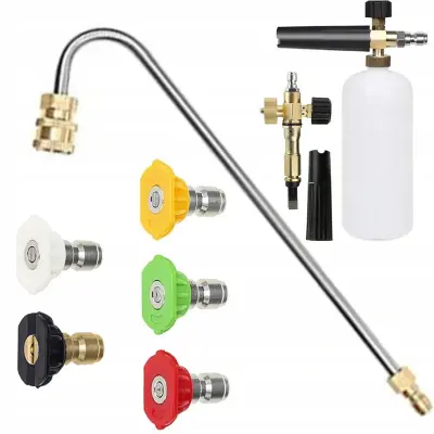 ROSFIX KOMPLET 5 ŠOB ZA TLAČNI ČISTILNIK S HITRIM PRIKLJUČKOM (0°, 15°, 25°, 40°, 60°)+ŠOBA ZA TLAČNI ČISTILNIK 1/4" 34CM TIPA U+PENILNA NAPRAVA