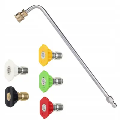 ROSFIX KOMPLET 5 ŠOB ZA TLAČNE ČISTILNIKE (0°, 15°, 25°, 40°, 60°)+ŠOBA ZA TLAČNE ČISTILNIKE 1/4" 34CM UPOGNJENA 90°