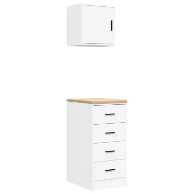 vidaXL Garažne omare 2 kosa bel inženirski les