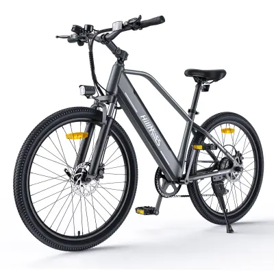 Moško gorsko električno kolo HillMiles MileTrail 1, 250 W 36 V 13 AH, z nastavkom, sivo