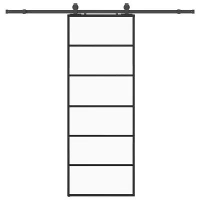 vidaXL Drsna vrata z opremo črna 76x205 cm ESG steklo