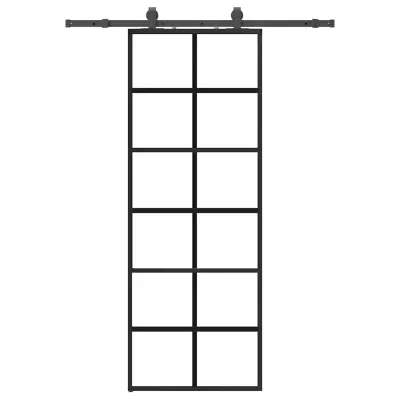 vidaXL Drsna vrata z opremo črna 76x205 cm ESG steklo