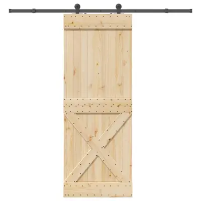 vidaXL Drsna vrata s kompletom vodil 85x210 cm trdna borovina