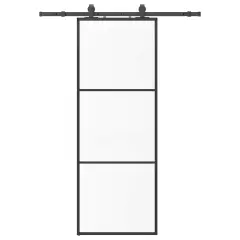 vidaXL Drsna vrata z opremo črna 76x205 cm ESG steklo