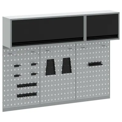 vidaXL 5-delna omara za orodje in set pegboard na steni, črna kovina