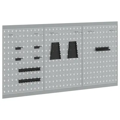 vidaXL Pegboardi 3 kosi z 15 dodatki Siva 50x80 cm Jeklo