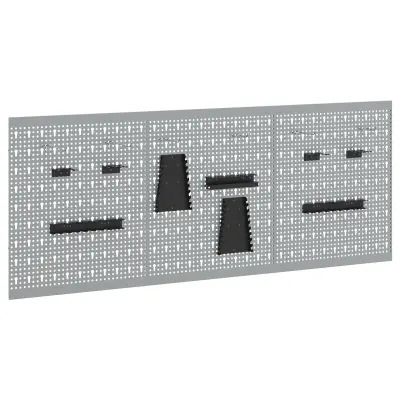 vidaXL pegboardi - 3 pakiranje z 15 dodatki, siva, 150 x 60 cm, jeklo
