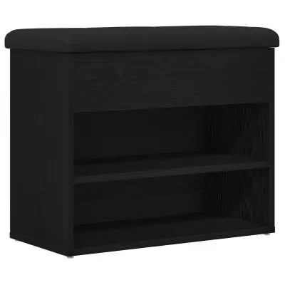 vidaXL Shranjevalna klop Črna Oreh 60x30x48 cm Inženirski les