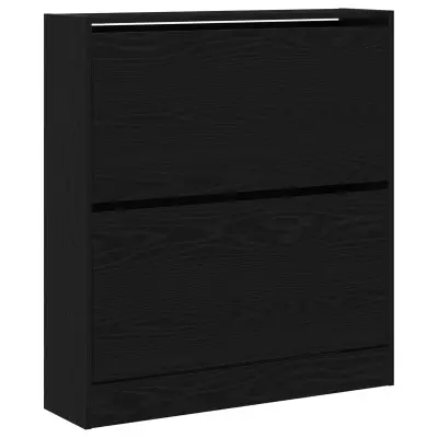 vidaXL Omarica za čevlje s preklopnim predalom Črni hrast 80x21x87,5 cm