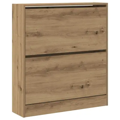 vidaXL Kabinet za čevlje s preklopnim predalom dimenzij 80x21x87,5 cm iz dimljenega hrasta