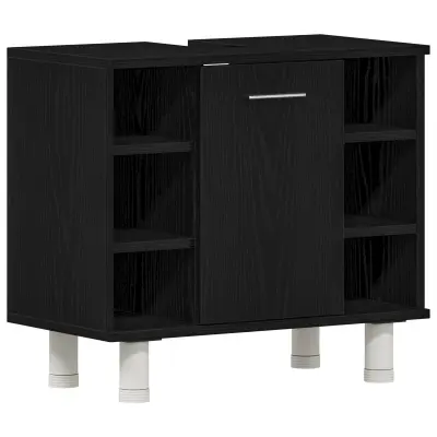 vidaXL Kopalniška omarica Črna hrast 60x32x54 cm Inženirski les