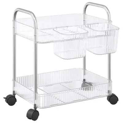 vidaXL Voziček za shranjevanje 2-nadstropna 37x28x43,5 cm akril