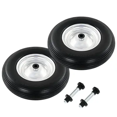 vidaXL Kolesa za samokolnico z osmi 2 kosa trden PU 4,00-8 390 mm