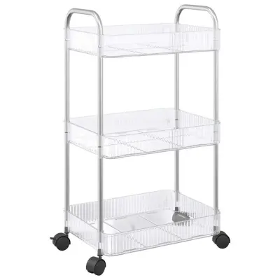 vidaXL Voziček za shranjevanje 3-nadstropna prozoren 37x28x68 cm akril