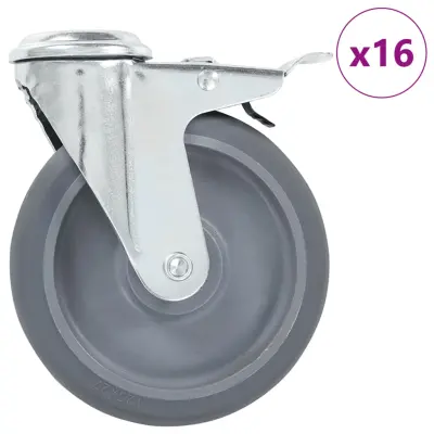 vidaXL Gibljiva kolesa z luknjami za sornik 16 kosov 125 mm